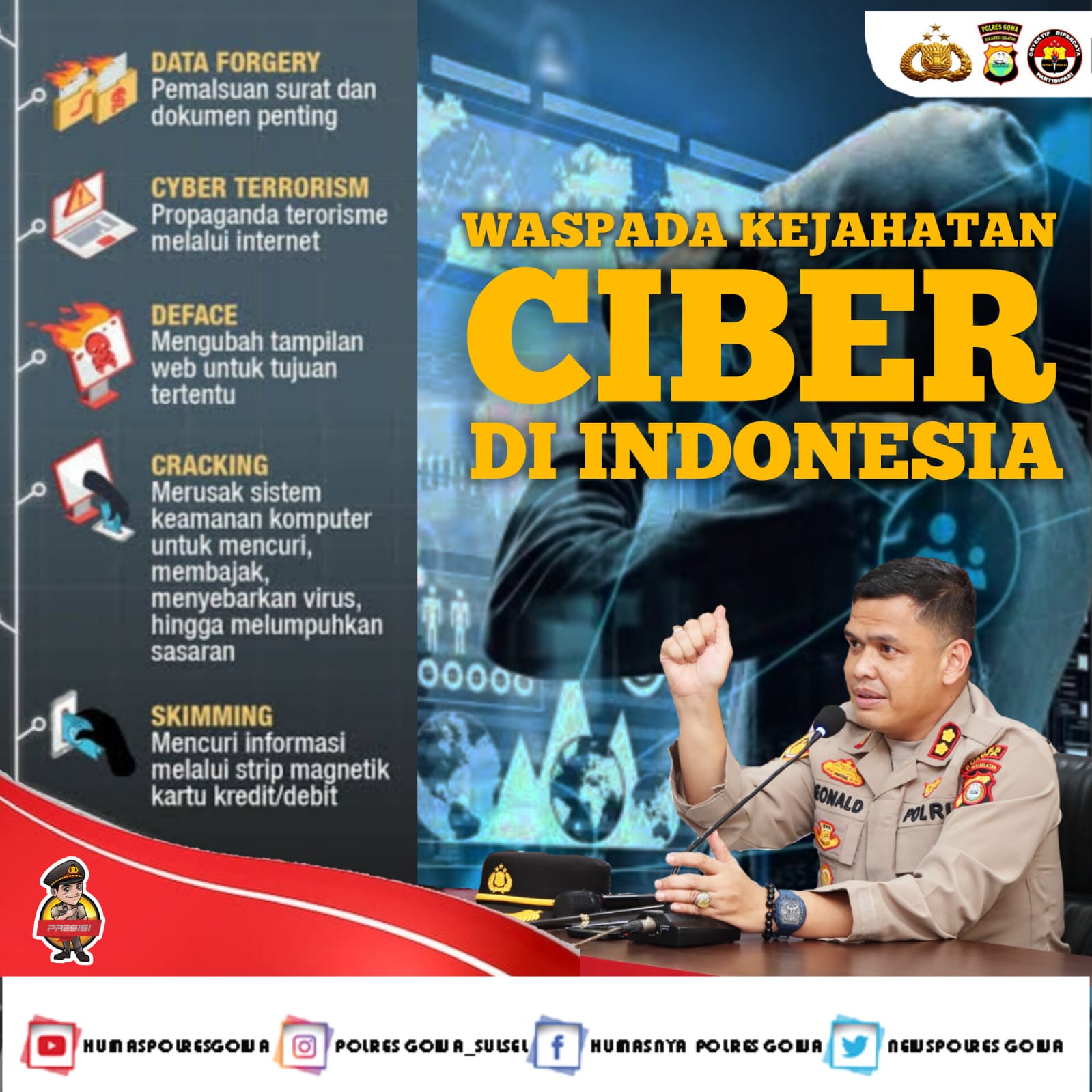 Kapolres Gowa Imbau Masyarakat Waspada terhadap Kejahatan Siber di Indonesia
