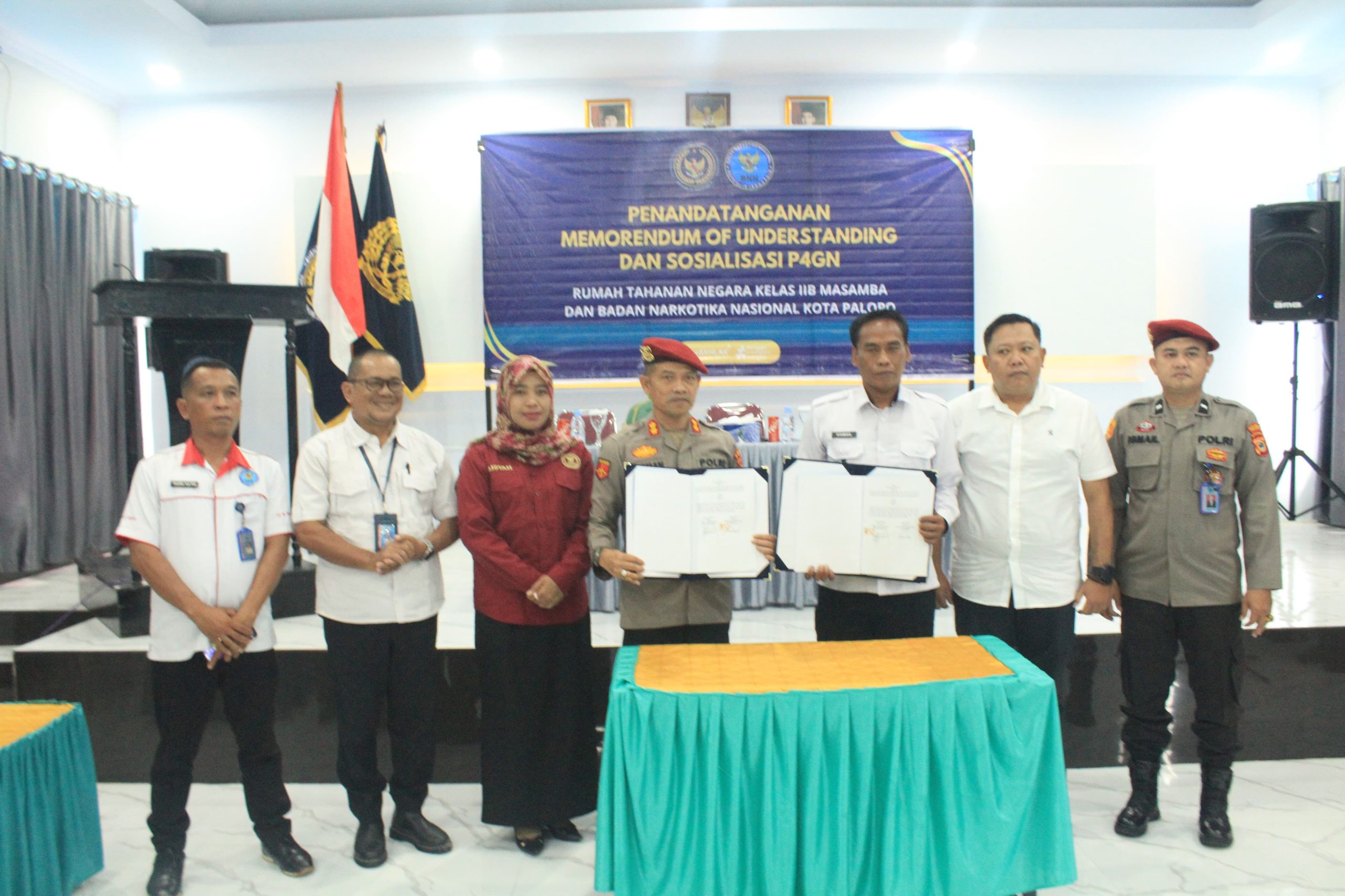 Kolaborasi, Rutan Kelas IIB Masamba Dan Badan Narkotika Nasional (BNN) Kota Palopo Teken Perjanjian Kerjasama Dan Sosialisasi P4GN