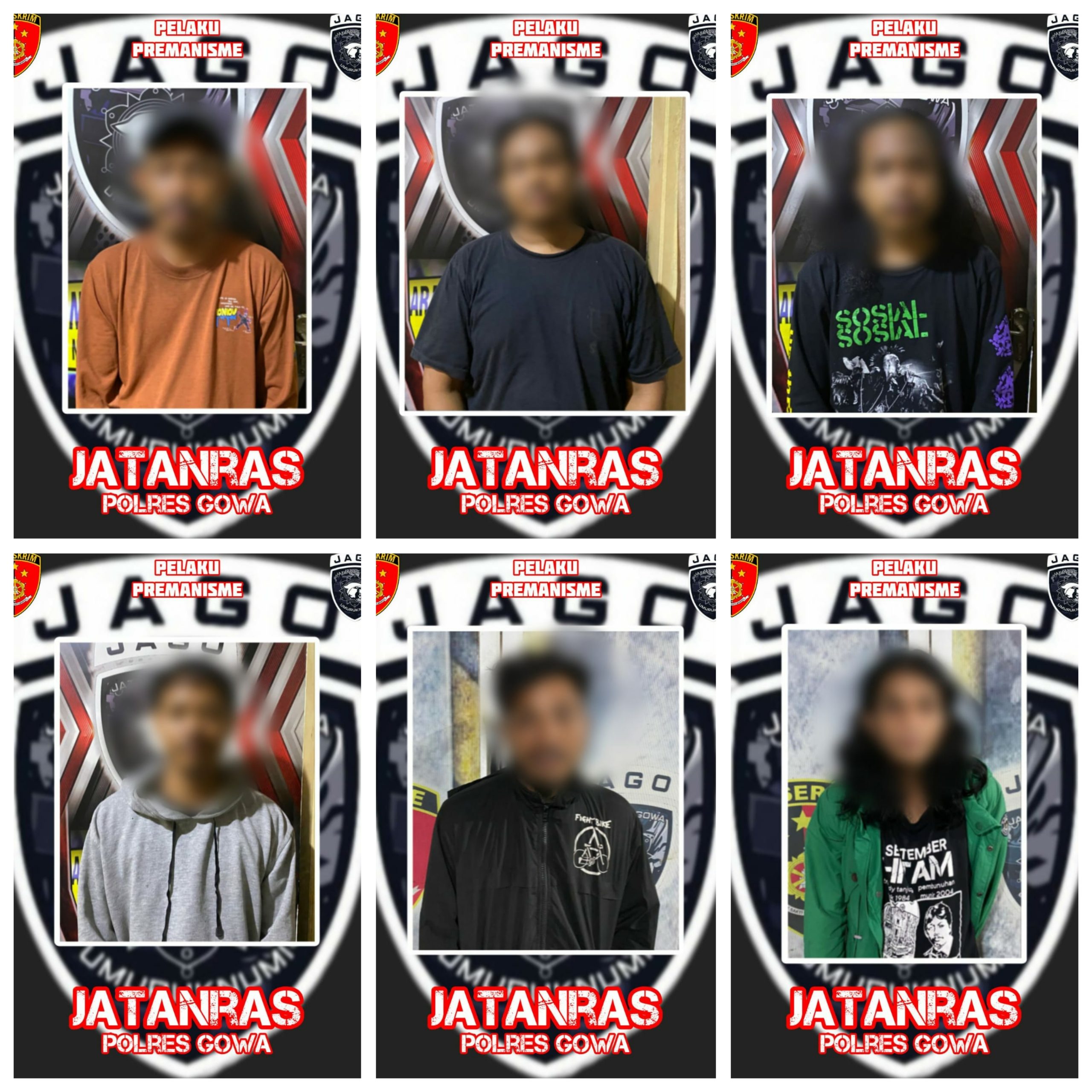 Unit Jatanras Polres Gowa Amankan Enam Pelaku Premanisme di Batas Kota