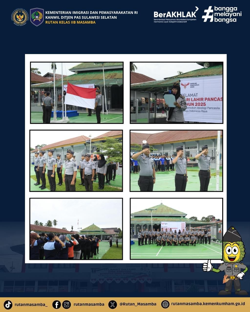 Dengan Semangat Kebinekaan, Rutan Masamba Gelar Upacara Hari Lahir Pancasila