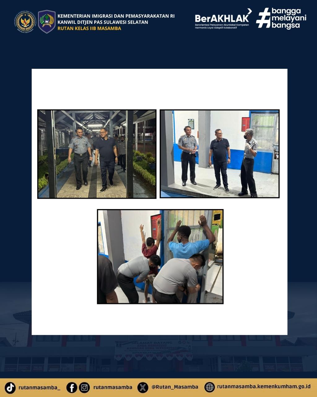 Kepala Kantro Wilayah Direktorat Jenderal Pemasyarakatan Sulsel Sidak Langsung Rutan Masamba