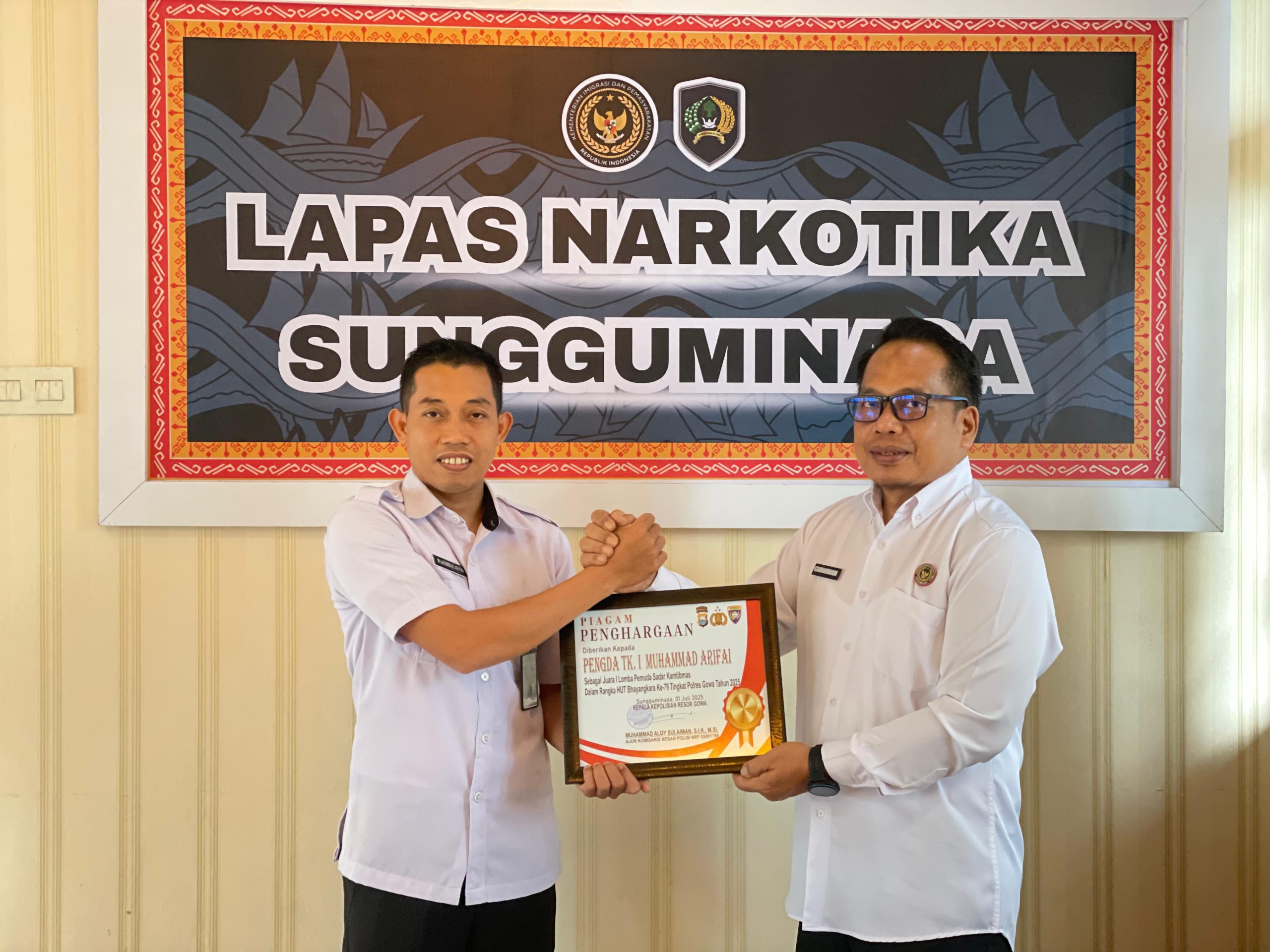 Pegawai Lapas Narkotika Sungguminasa Raih Juara 1 Lomba Pemuda Sadar Kamtibmas Tingkat Polres Gowa