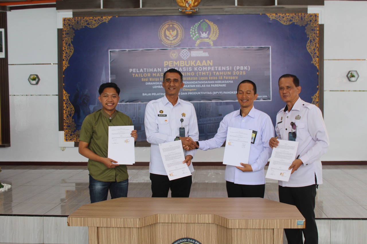 Lapas Parepare Gelar Pembukaan Pelatihan Barista bagi Warga Binaan, Dirangkaikan dengan Penandatanganan Kerjasama dengan BPVP Pangkep