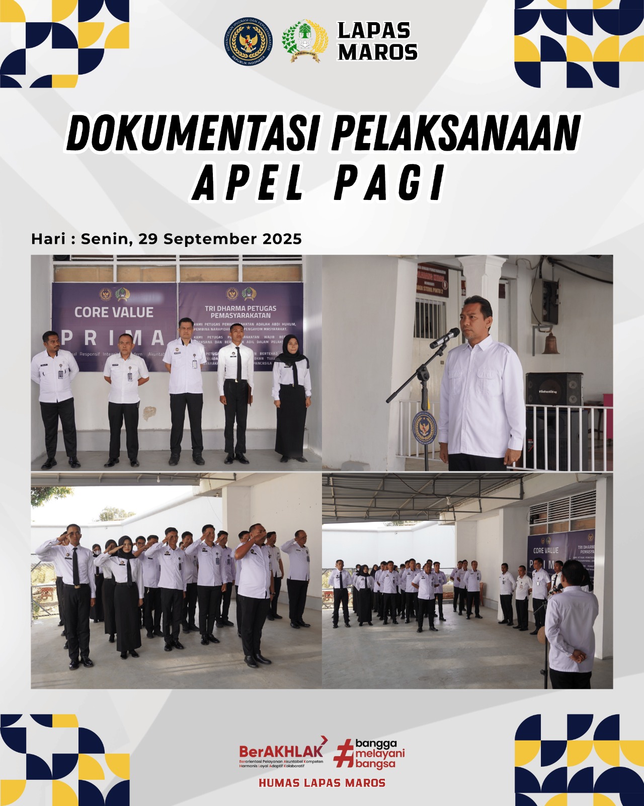 Kalapas Maros Pimpin Apel Pagi, Tegaskan Larangan Petugas Terlibat Judi Online dan Narkoba