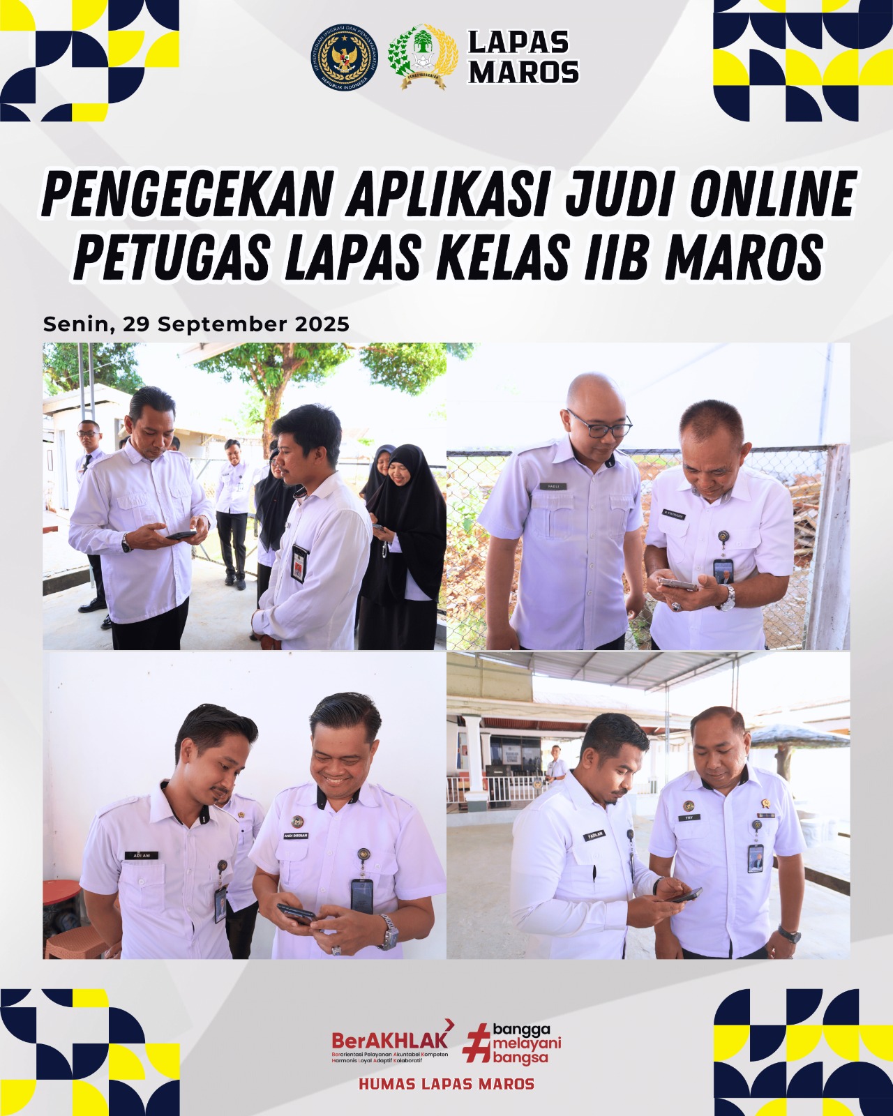 Cegah Keterlibatan Judi Online, Kalapas Maros Lakukan Pengecekan Handphone Petugas