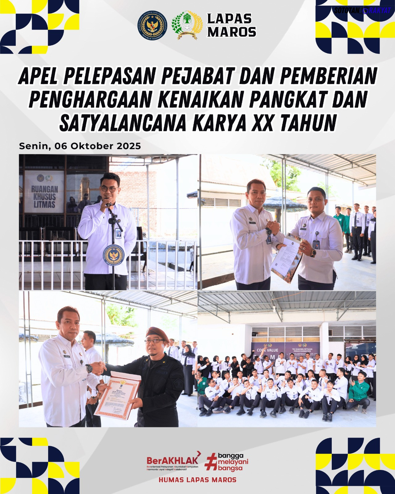 Kalapas Maros Pimpin Apel Pelepasan Pejabat dan Pemberian Penghargaan