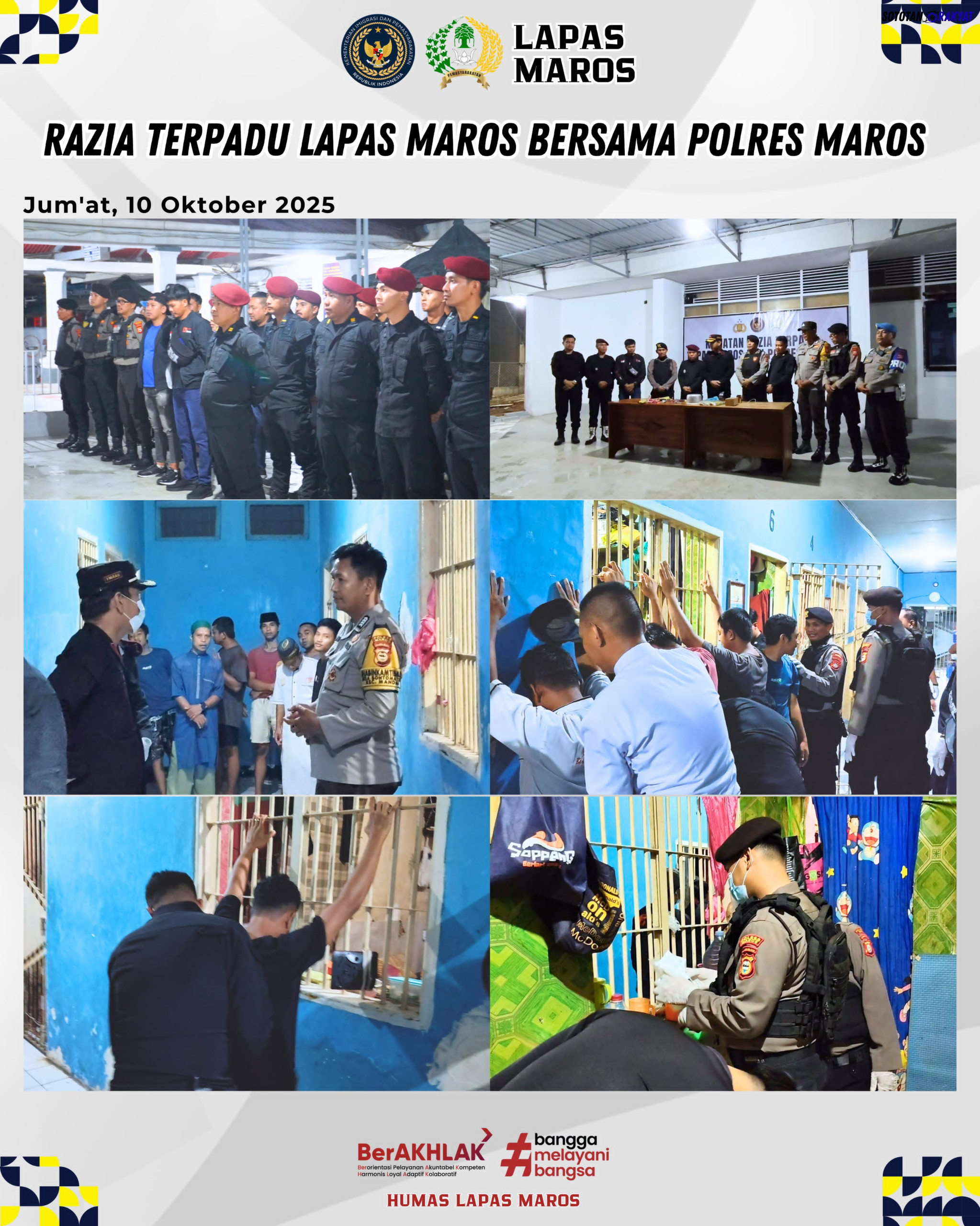 Razia Terpadu, Lapas Kelas IIB Maros dan Polres Maros Perketat Pengawasan Keamanan
