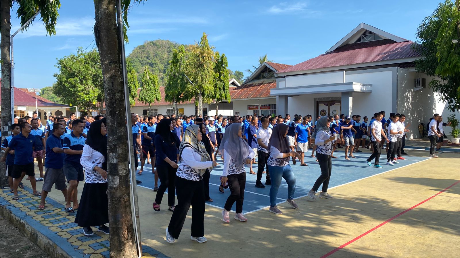 Senam Bersama di Rutan Pangkep, Pererat Kebersamaan dan Jaga Kebugaran Jasmani
