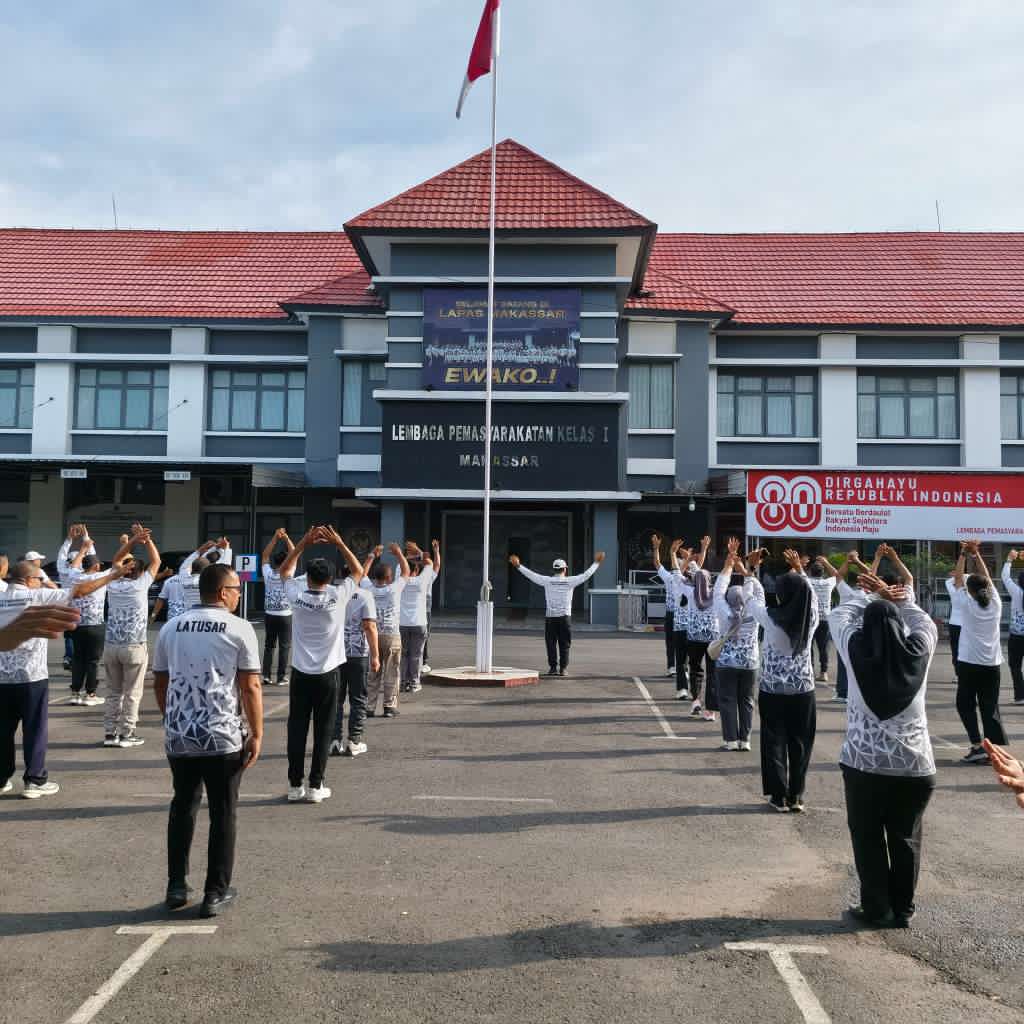 Rutan Makassar Ikuti Senam Bersama Jumat Rutin di Lapas Makassar