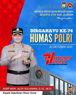 Polres Gowa Ucapkan Dirgahayu ke-74 Humas Polri: Polisi Humanis, Sahabat Masyarakat