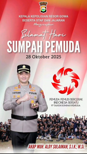 Kapolres Gowa Beserta Seluruh Jajaran Ucapkan Selamat Hari Sumpah Pemuda ke-97 Tahun 2025