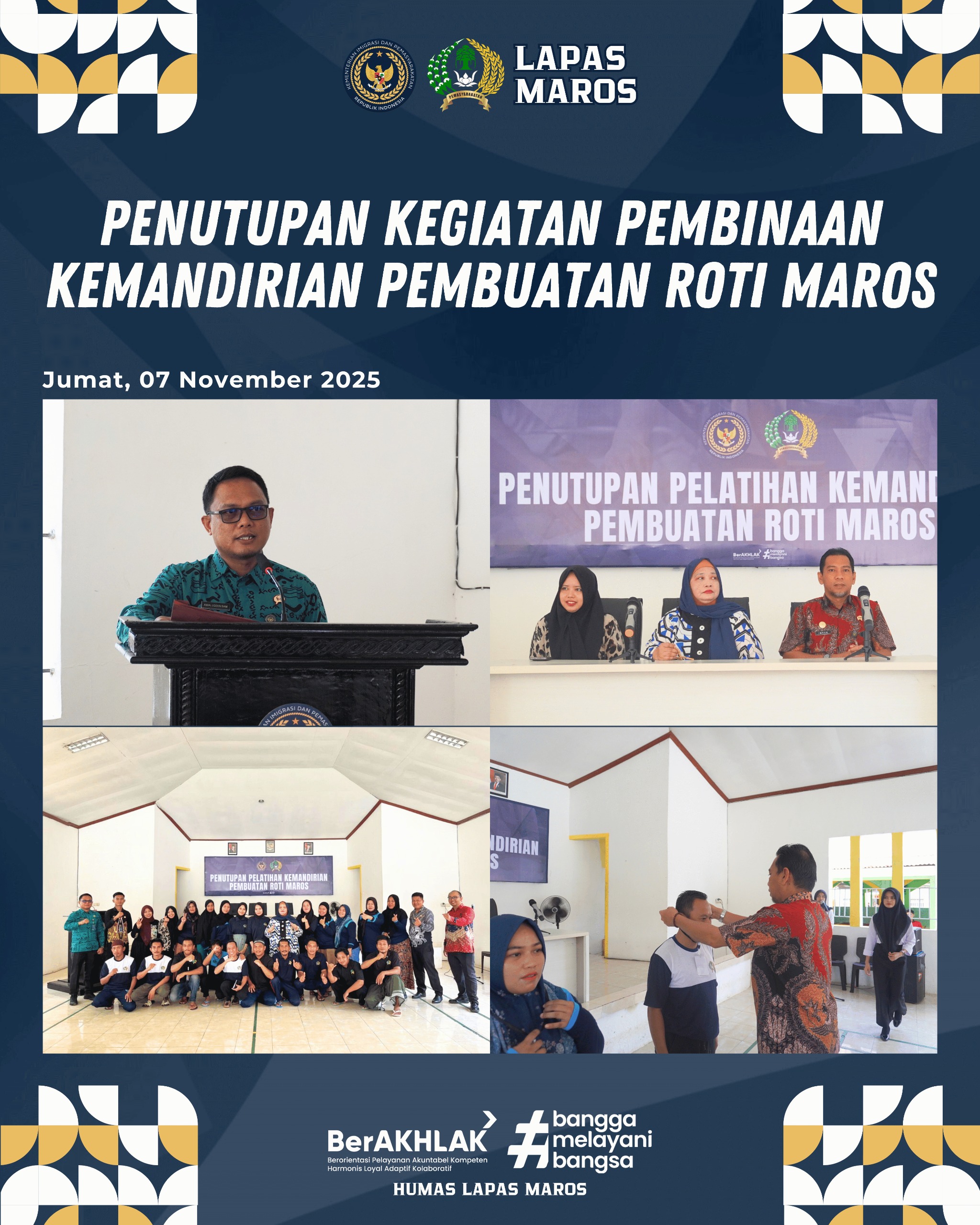 Pelatihan Pembuatan Roti Maros di Lapas Kelas IIB Maros Resmi Ditutup, Warga Binaan Didorong Jadi Lebih Mandiri