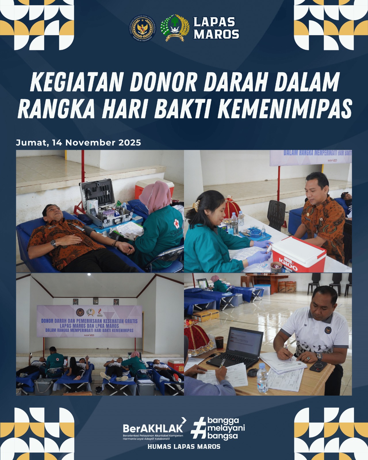 Lapas Kelas IIB Maros Gelar Donor Darah Peringati Hari Bakti Kemenimipas Tahun 2025