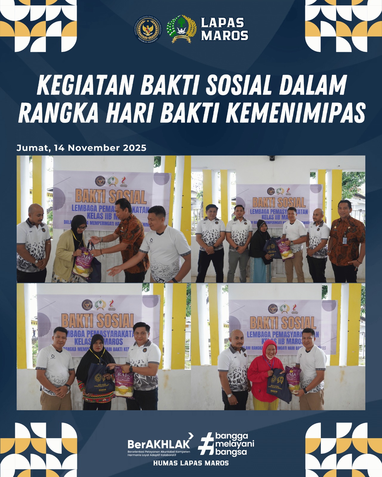 Lapas Kelas IIB Maros Laksanakan Bakti Sosial Peringati Hari Bakti Kemenimipas Tahun 2025