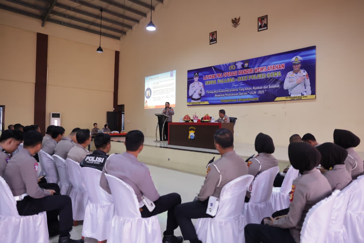 Latihan Pra Operasi Zebra Pallawa 2025, Polres Gowa Fokus Tekan Pelanggaran dan Tingkatkan Keselamatan