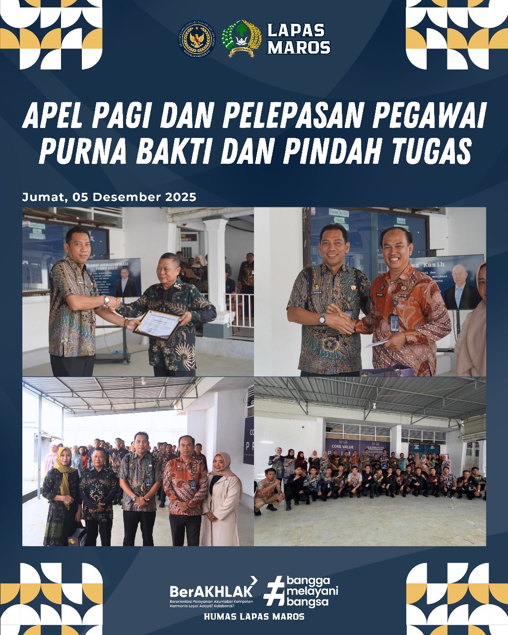 Apel Pagi Lapas Maros Berlangsung Khidmat, Dua Petugas Resmi Dilepas