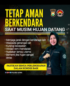 Tetap Aman Berkendara Saat Musim Hujan, Polres Gowa Imbau Pengendara Lebih Waspada