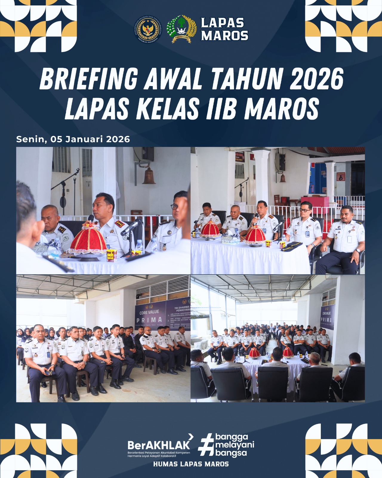 Lapas Kelas IIB Maros Gelar Briefing Awal Tahun untuk Perkuat Kinerja dan Disiplin Pegawai