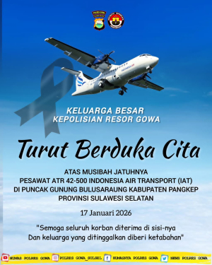Keluarga Besar Polres Gowa Turut Berduka Cita atas Tragedi Jatuhnya Pesawat ATR 42-500 Indonesia Air Transport